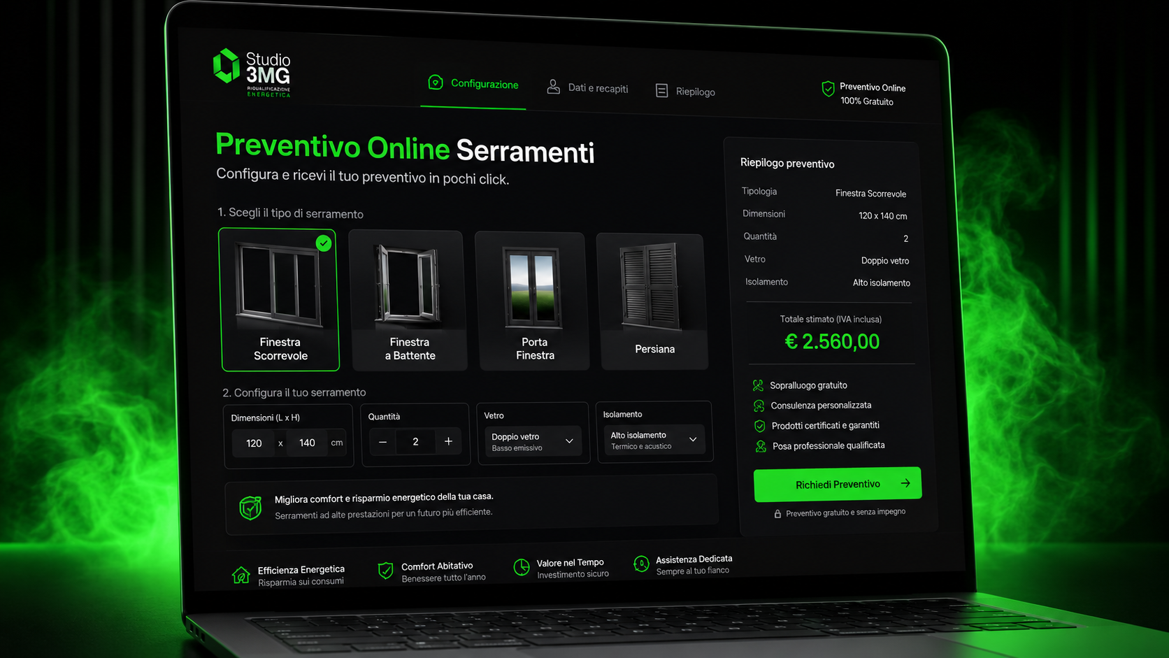Preventivo online Studio 3MG su laptop